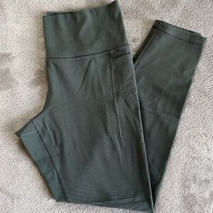Womens Athleta Transcend Stash High Rise Leggings w/Pockets - Dark Green - Sz L